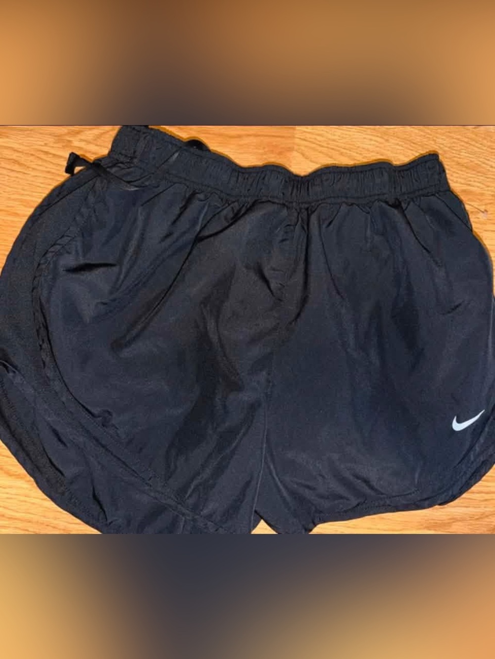 Nike Black Athletic Running Shorts with White Swoosh